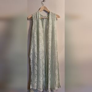Lularoe Mint green lace duster Joy, Large